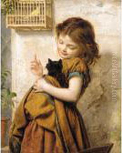 Her Favourite Pets Oil Painting by Sophie Gengembre Anderson