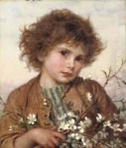 Spring Blossom Oil Painting by Sophie Gengembre Anderson