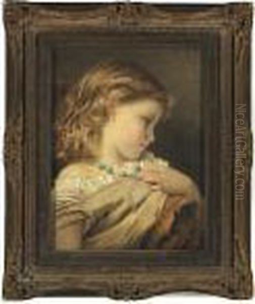 Portrait Of A Young Girl Oil Painting by Sophie Gengembre Anderson