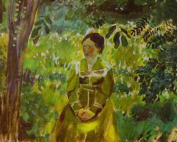 Lady in a Garden, 1903-1904 Oil Painting by Viktor Elpidiforovich Borisov-Musatov