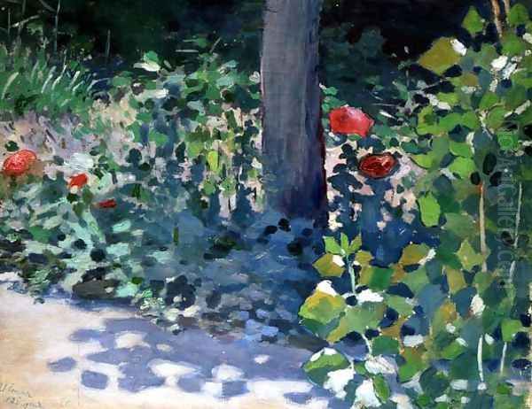 Study of Poppies in the Garden, 1894 Oil Painting by Viktor Elpidiforovich Borisov-Musatov