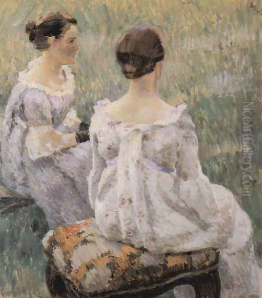 Two Seated Women, 1899 Oil Painting by Viktor Elpidiforovich Borisov-Musatov