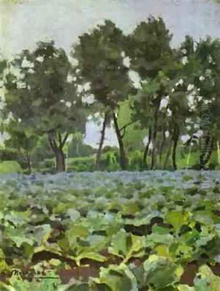 Cabbage Field With Willows 1893-94 Oil Painting by Viktor Elpidiforovich Borisov-Musatov