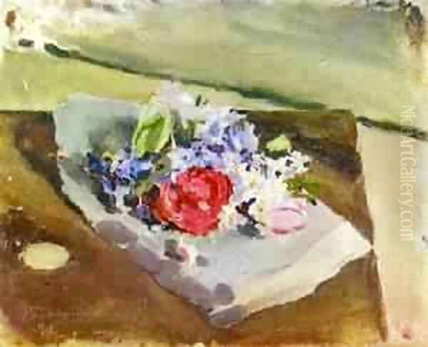 Flowers Sketch 1894 Oil Painting by Viktor Elpidiforovich Borisov-Musatov