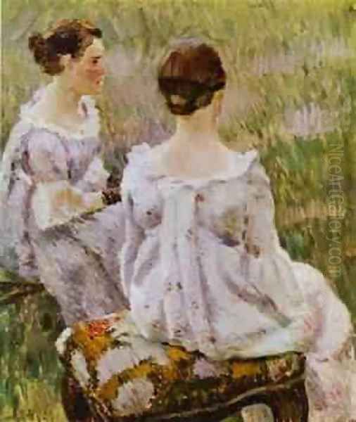 Two Ladies Sketch 1899-1900 Oil Painting by Viktor Elpidiforovich Borisov-Musatov