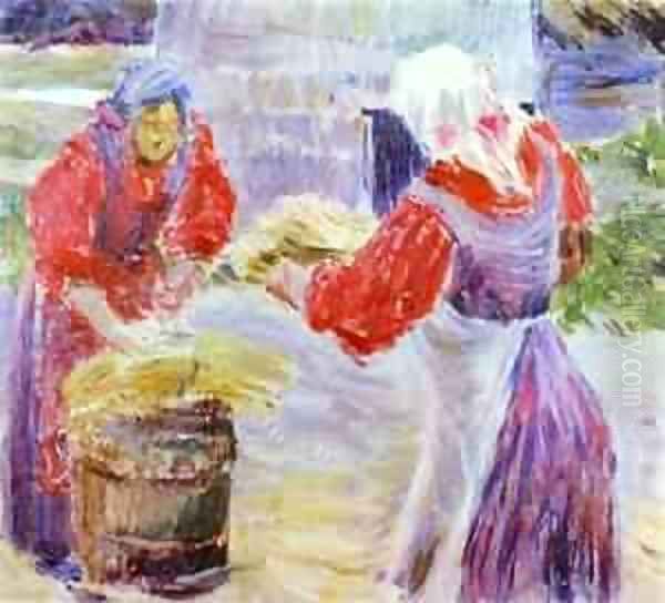 Peasant Women Sketch Oil Painting by Viktor Elpidiforovich Borisov-Musatov