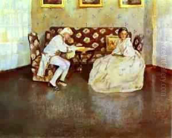 Silence Indoors 1900 Oil Painting by Viktor Elpidiforovich Borisov-Musatov