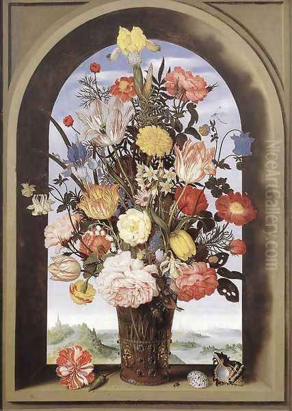 Bouquet in an Arched Window 1620 Oil Painting by Ambrosius the Elder Bosschaert