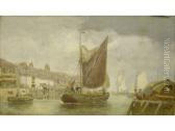 Harbour Scene With Fishing Boats Returning Oil Painting by Henry Andrews