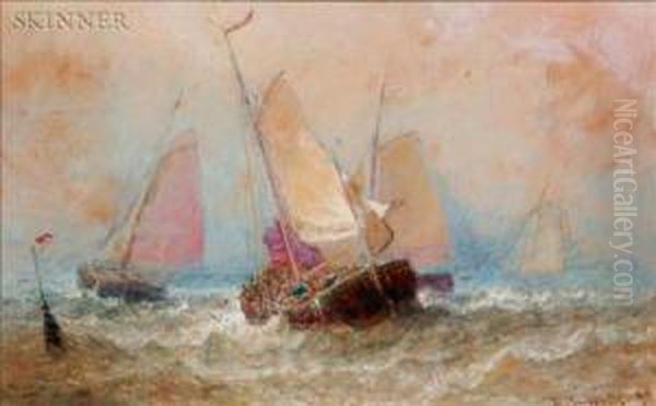 Craft In Brisk Sea Oil Painting by Henry Andrews