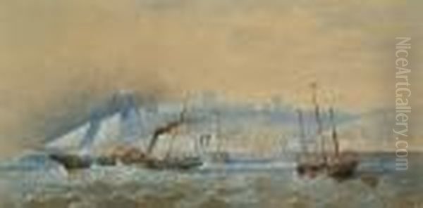 Folkestone From The Sea Oil Painting by Henry Andrews