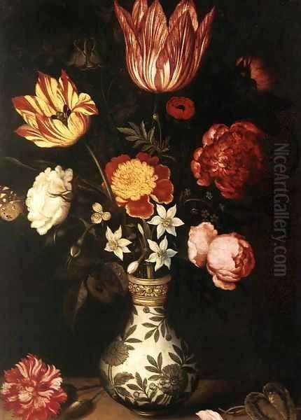 Still-Life with Flowers in a Wan-Li vase Oil Painting by Ambrosius the Elder Bosschaert