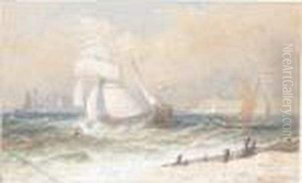 Shipping In Rough Seas Oil Painting by Henry Andrews