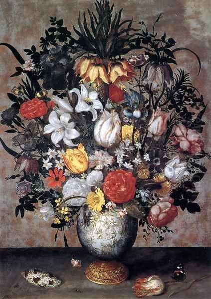 Flowers in a Chinese Vase Oil Painting by Ambrosius the Elder Bosschaert