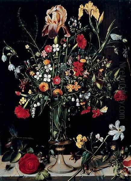 A still life of flowers in a vase Oil Painting by Ambrosius the Elder Bosschaert