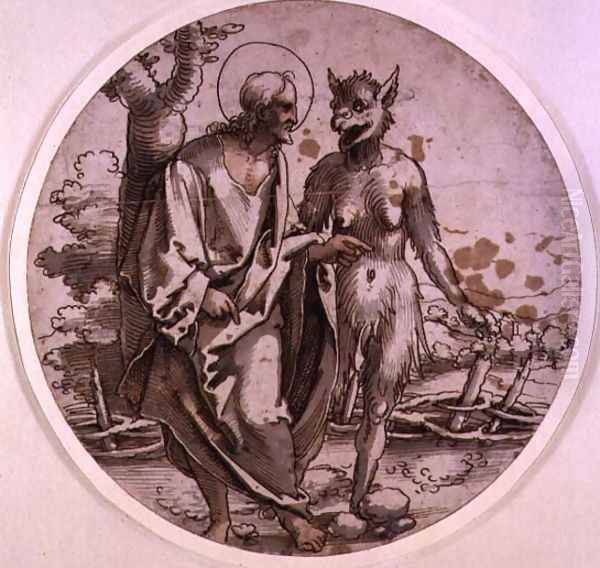 The Temptation of Christ, c.1522 Oil Painting by Hans Sebald Beham