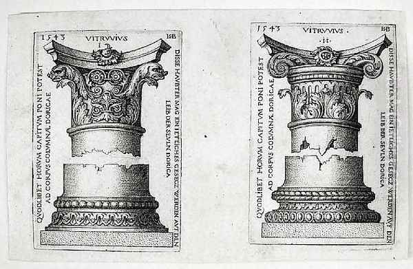 Doric Columns I and II, 1543 Oil Painting by Hans Sebald Beham