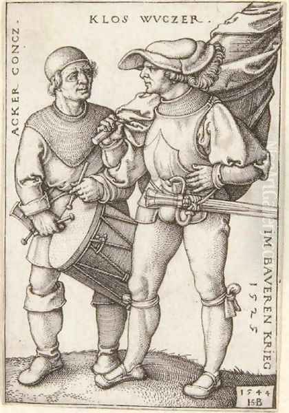 Standard-Bearer and Drummer Oil Painting by Hans Sebald Beham