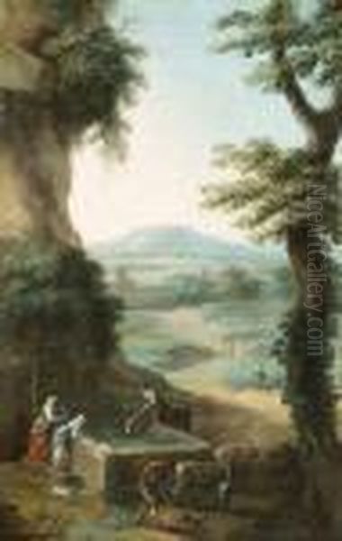 Paesaggio Con Gioco Delle Bocce Oil Painting by Paolo Anesi