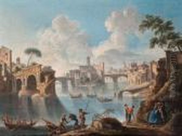 Veduta Del Tevere Oil Painting by Paolo Anesi