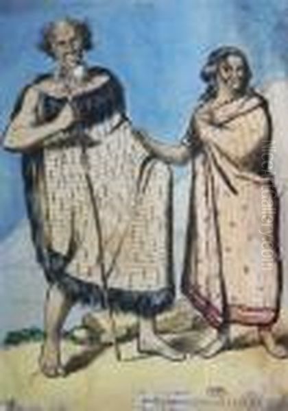 Blind Solomon And His Wife On A Missionary Journey Oil Painting by George French Angas