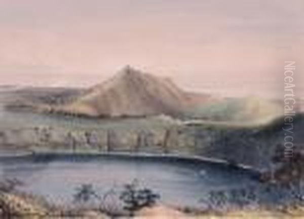 Mount Gambier And One Oil Painting by George French Angas