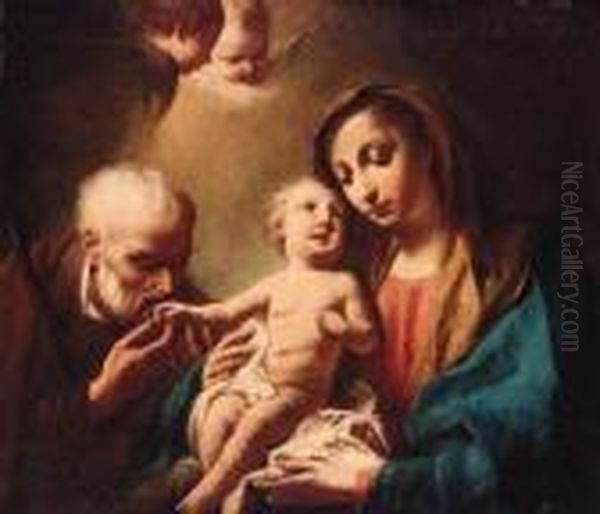 The Madonna And Child With Saint Anthony Of Padua Oil Painting by Giuseppe Angeli