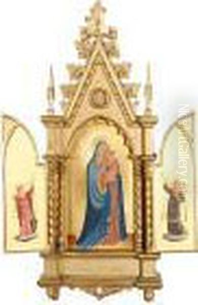 A Triptych With The Madonna And Child Flanked By Angels Oil Painting by Fra Angelico (Guido di Pietro)