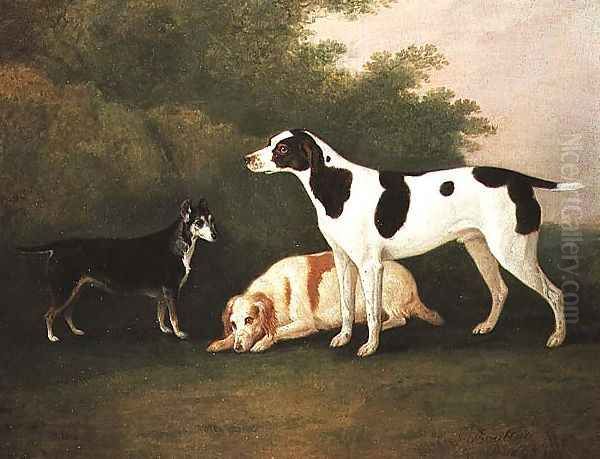 Three Dogs in a Landscape Oil Painting by John Boultbee