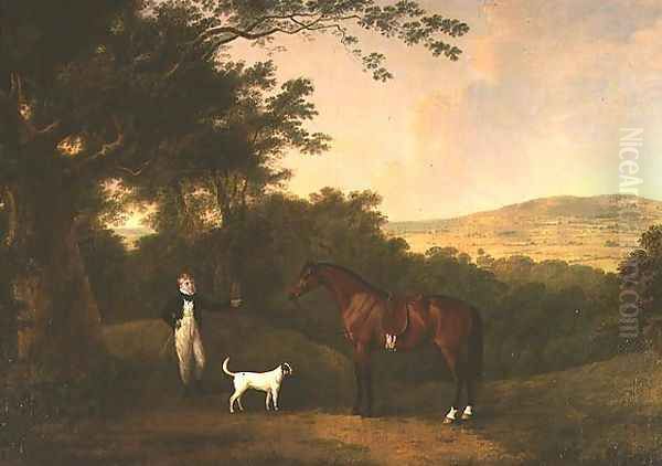 Portrait of a Boy, a Terrier and a Chestnut Pony Oil Painting by John Boultbee