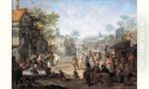 Scene De Foire Dans Une Ville Des Flandres Oil Painting by Pieter Angillis