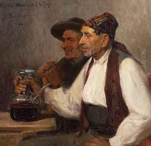 Bebedores en la taberna Oil Painting by Jose Benlliure Y Gil