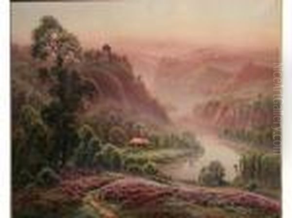 Paysage De Bruyeres Oil Painting by Gaston Anglade