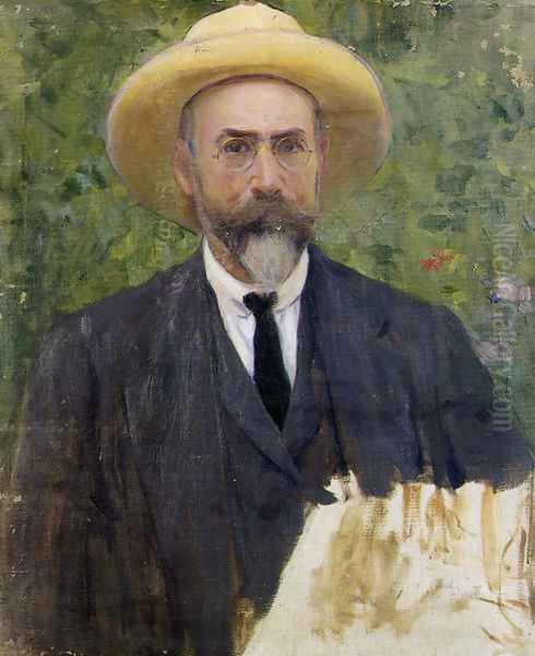 Autorretrato I Oil Painting by Jose Benlliure Y Gil