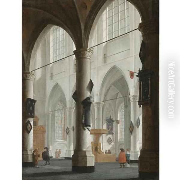 The interior of the Laurenskerk, Rotterdam 1654 Oil Painting by Daniel de Blieck