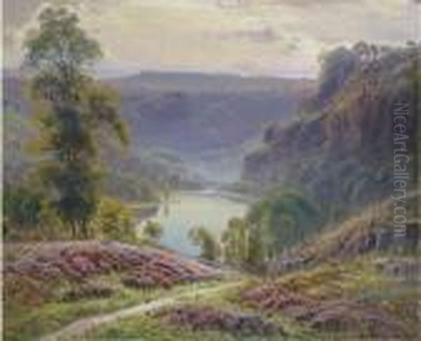 The View Down To The Lake At Dusk Oil Painting by Gaston Anglade