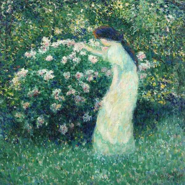 Lili Butler in Claude Monet's Garden Oil Painting by Theodore Butler