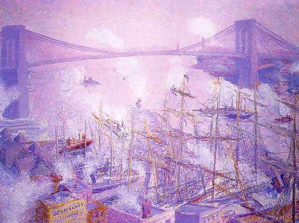 Brooklyn Bridge 1900 Oil Painting by Theodore Butler