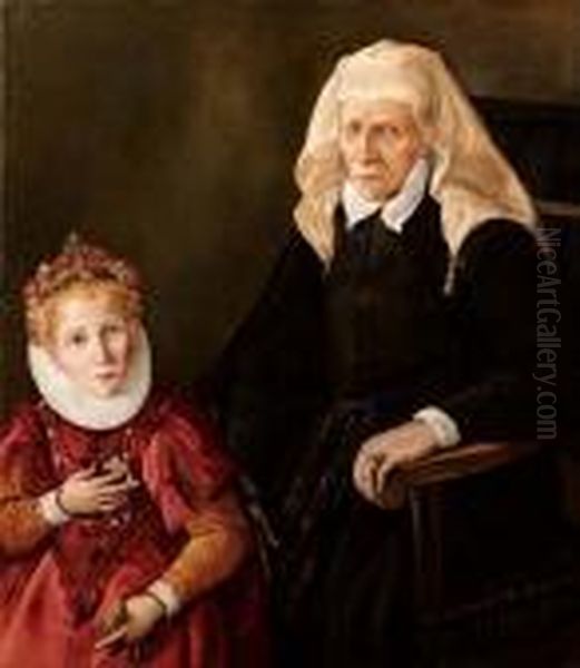 Anziana Donna Con La Nipote Oil Painting by Sofonisba Anguissola