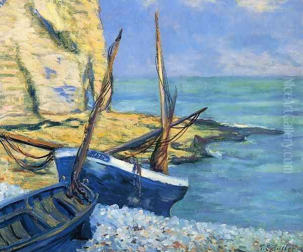 Boats at Etretat Oil Painting by Theodore Butler