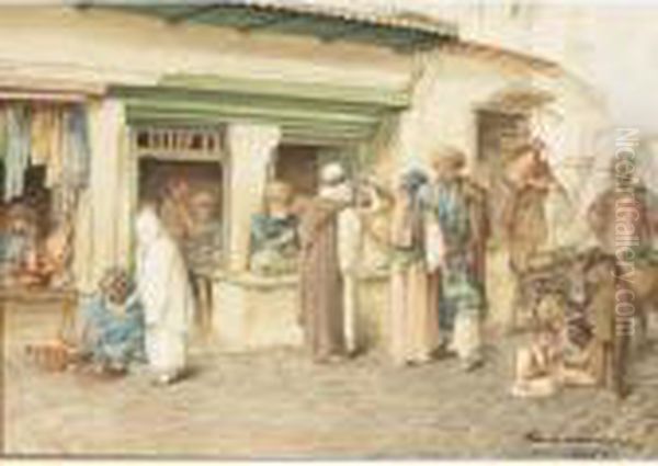 An Arab Street Scene Oil Painting by Henrik Ankarcrona