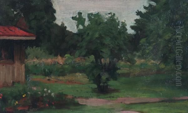 Garden Landscape Oil Painting by Thomas Pollock Anschutz