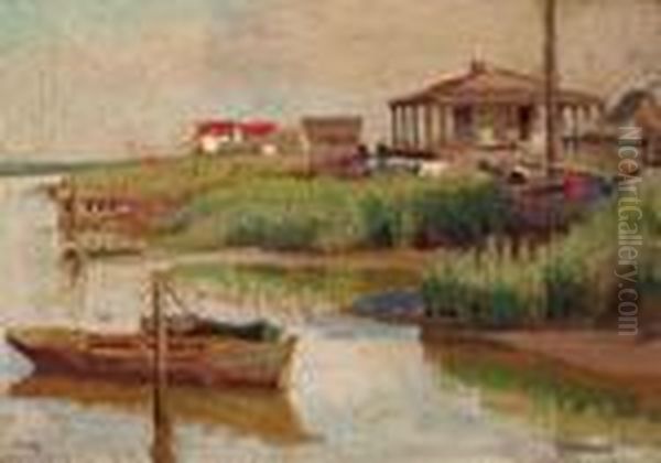 Summer House On The Marsh Oil Painting by Thomas Pollock Anschutz