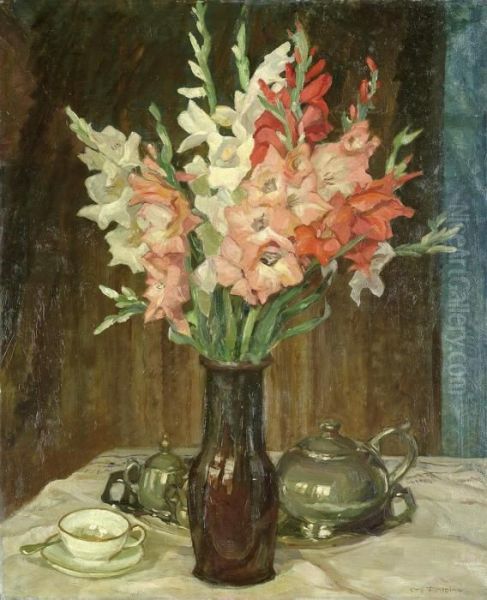 Blumenstilleben Mit Gladiolen Oil Painting by Otto Antoine