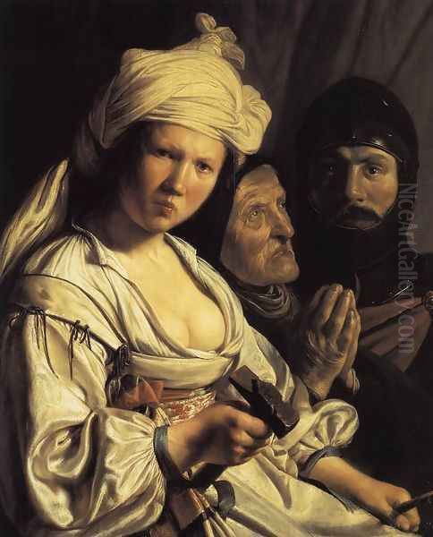 Jael, Deborah and Barak 1635 Oil Painting by Salomon de Bray