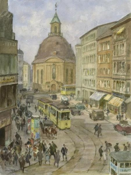 Mauerstrase Und Dreifaltigkeitskirche Oil Painting by Otto Antoine