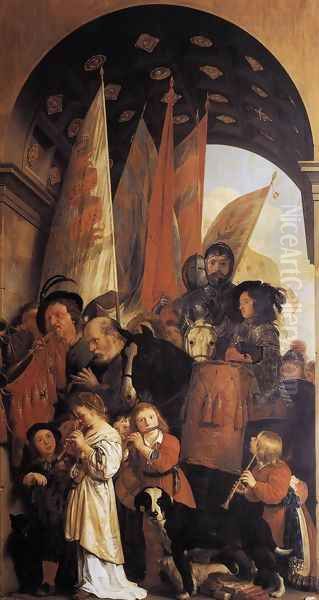 Triumphal Procession with Musicians 1649 Oil Painting by Salomon de Bray