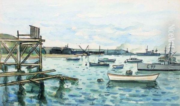 Le Port De Brest Oil Painting by Louis Robert Antral