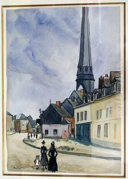 Scene De Rue Animee Oil Painting by Louis Robert Antral