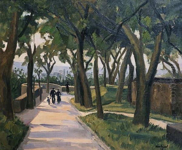 Promenade Sur Les Remparts Oil Painting by Louis Robert Antral